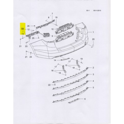 Opel Astra K SW Arka Tampon Braketi Sol Orjinal Gm 39086931
